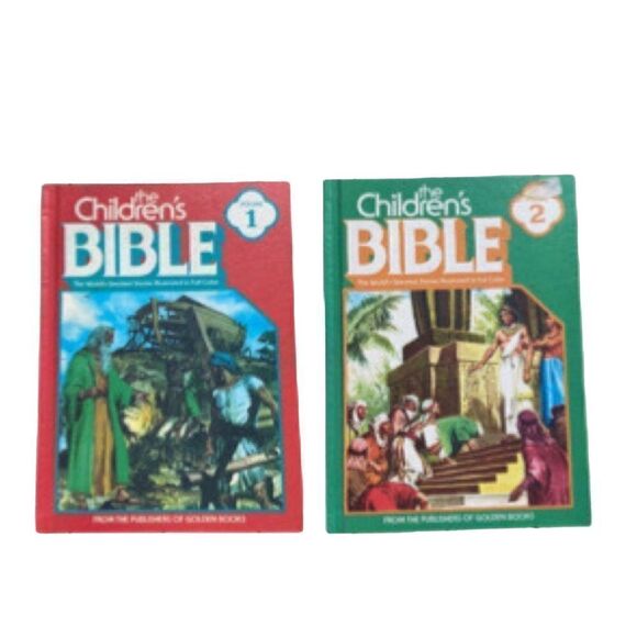 Vintage Children’s Bible Book Volume 1 and 2 Hardcover - Picture 1 of 7